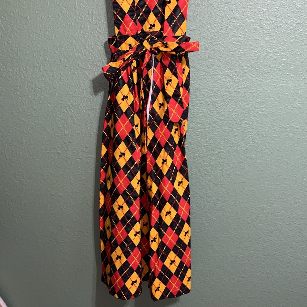 Vintage 50s 60s Scotty Dog Argyle Dress Jumper Sleeveless Overall - Picture 9 of 10